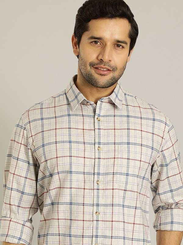 Indian Terrain Men Checkered Grey Shirt